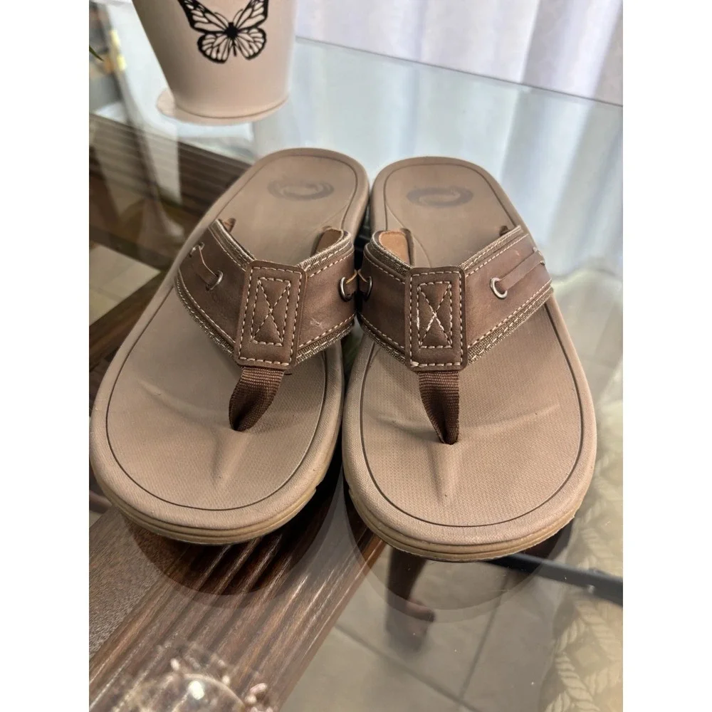 Orthofeet Men's Brown Comfort Orthopedic Flip Flop Sandals Size 7